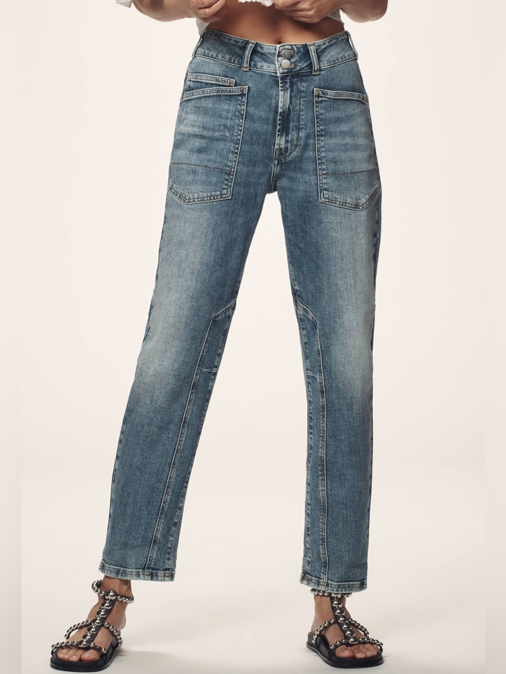 Anthropologie Pilcro The Wanderer Mid Rise Relaxed Jeans Tapered Boho Vintage